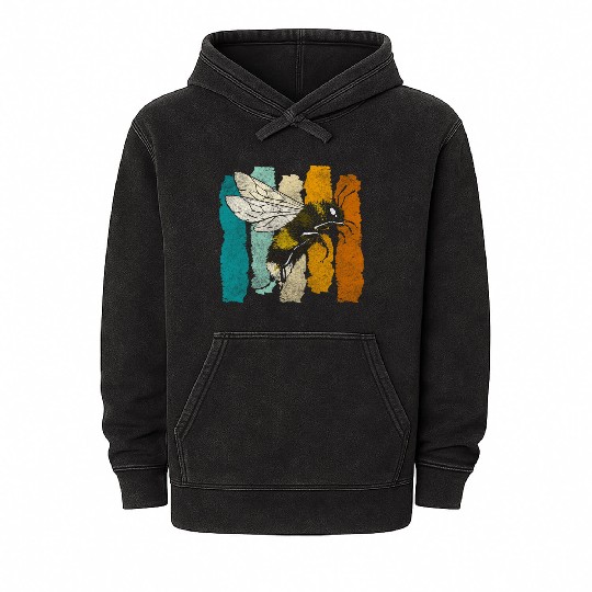 Honey Bee Nature Flowers Bees Mineral Wash Hoodies