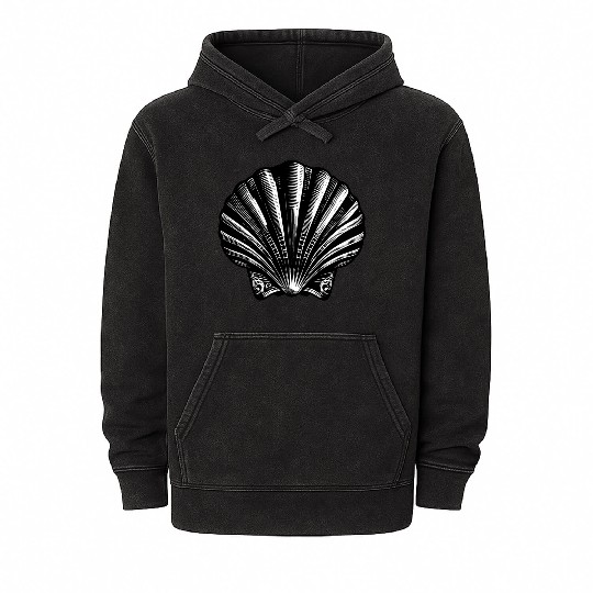 Scallop shell, symbolic of the Way of St. James Mineral Wash Hoodies