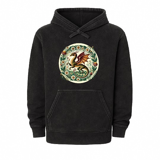 Daisy Flower Dragon Mineral Wash Hoodies