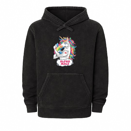 Alpha Male Unicorn Embrace Your Unique Masculinity Mineral Wash Hoodies