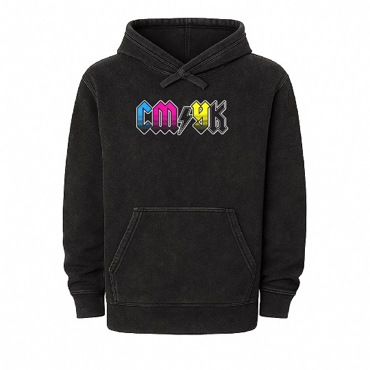 CMYK Rock Band Graphic Designer Mineral Wash Hoodies