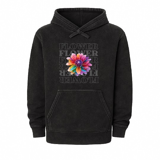 colorful flower Mineral Wash Hoodies
