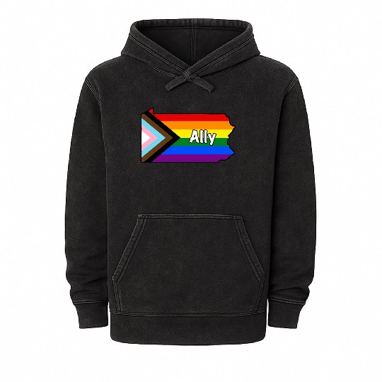 Pennsylvania Pride Ally Progress Flag Mineral Wash Hoodies