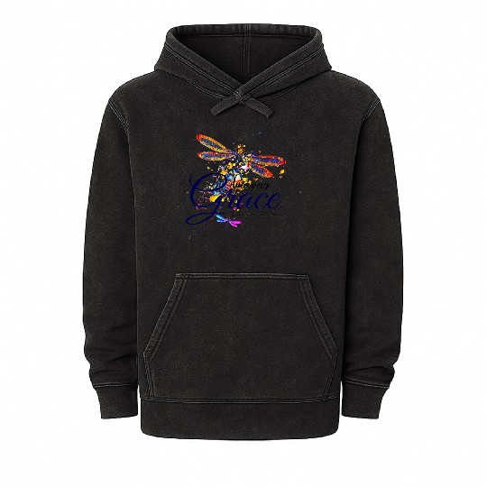 Amazing Grace Dragonfly splatter Mineral Wash Hoodies