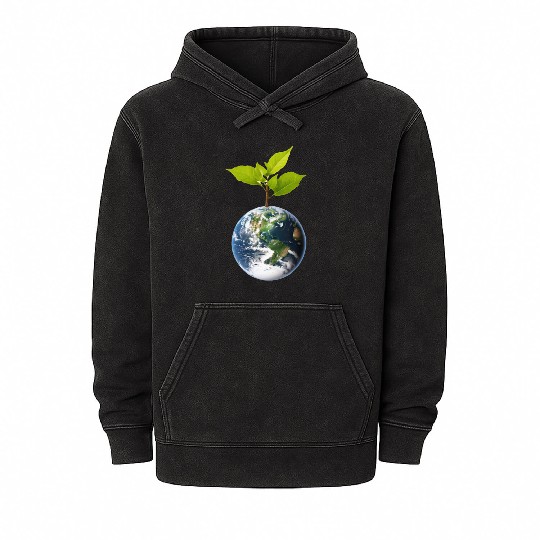 Planet Earth with beautiful freshness growth tree Mineral Wash Hoodies