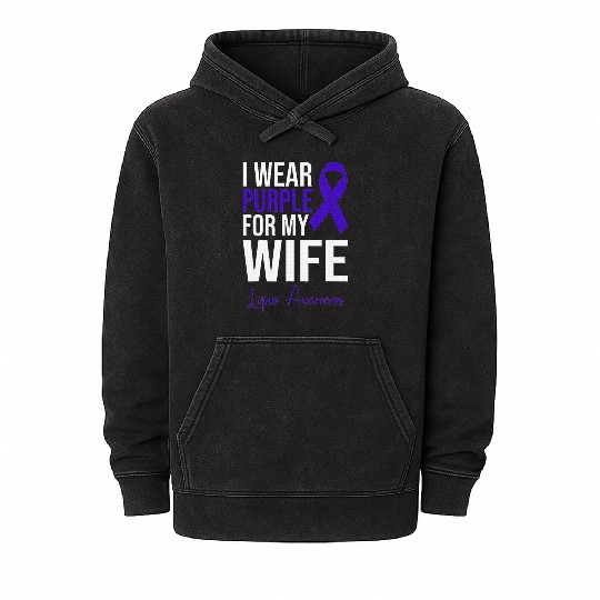 I Wear Purple For My Wife Lupus Warrior Lupus Mineral Wash Hoodies