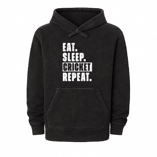 Cricket Fans Eat Sleep Cricket Repeat Mineral Wash Hoodies