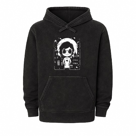 Cute Chibi Anime Science Girl Mineral Wash Hoodies