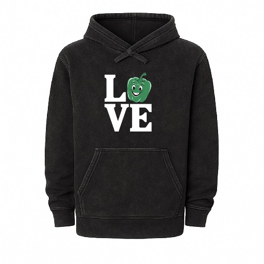 Bell Pepper Love Green Mineral Wash Hoodies