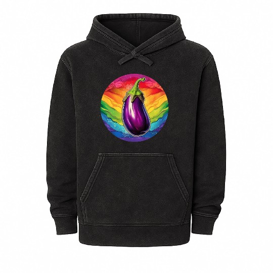 LGBTQ Eggplant Mineral Wash Hoodies