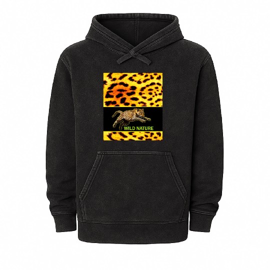 WILD NATURE - LEOPARD design collection Mineral Wash Hoodies