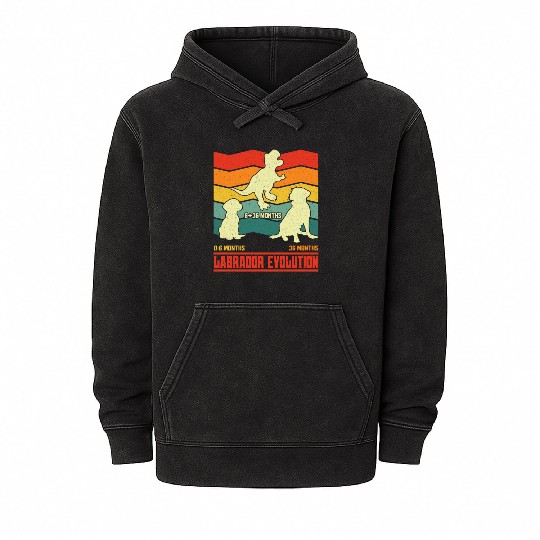 Labrador Lover LABRADOR EVOLUTION Funny Mineral Wash Hoodies