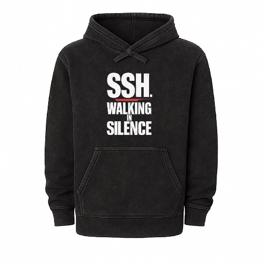 SSH. Silent Walking In Silence Serenity Mineral Wash Hoodies