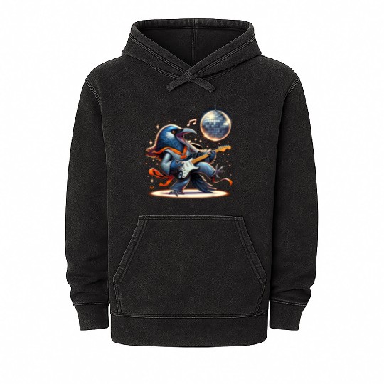 Disco Ball Guitar Raven Mineral Wash Hoodies