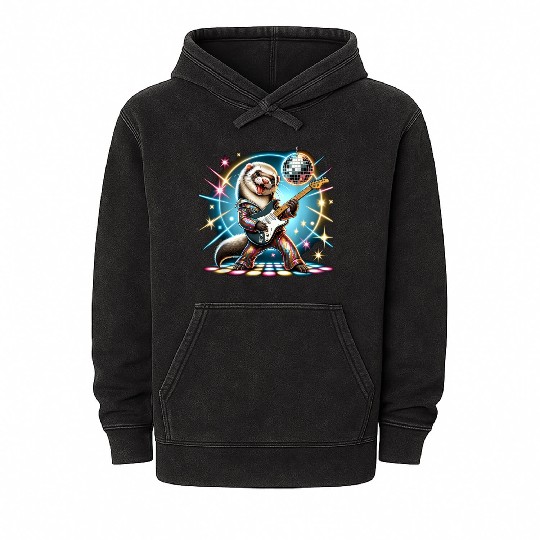 Disco Ball Guitar Ferret Mineral Wash Hoodies