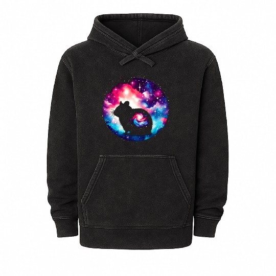 Cool Hamster Galaxy Space Art Mineral Wash Hoodies