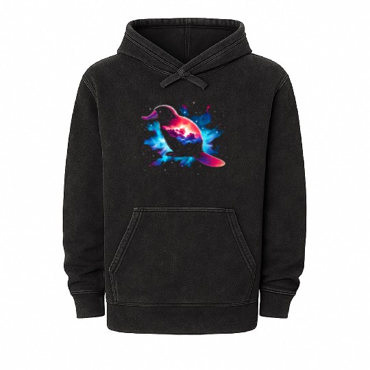 Cool Platypus Galaxy Space Art Mineral Wash Hoodies