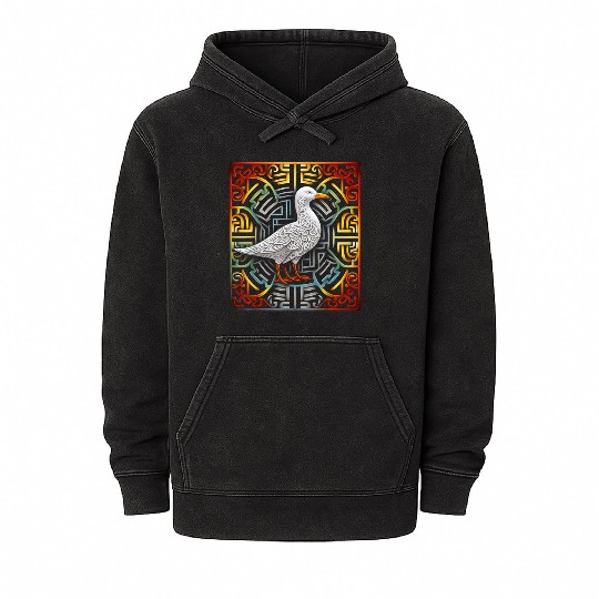 Seagull Mandala Graphic Illustration Mineral Wash Hoodies