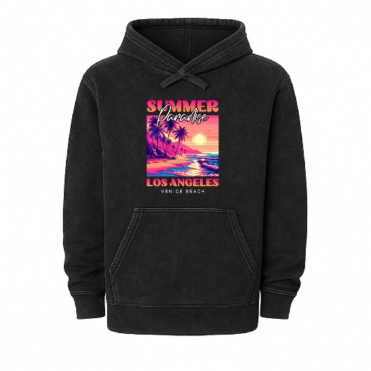 Summer Paradise Los Angeles Venice Beach Mineral Wash Hoodies