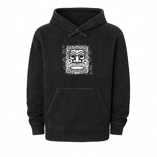 Maya God Mayan Mythology Kauil Mask Mineral Wash Hoodies