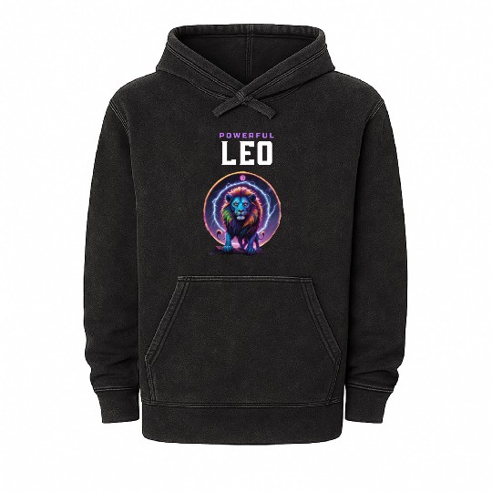 Astrology Leo a Powerful Lion Mineral Wash Hoodies