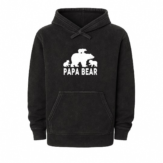 Papa Bear Fathers Day 3 Cubs Kid Mineral Wash Hoodies