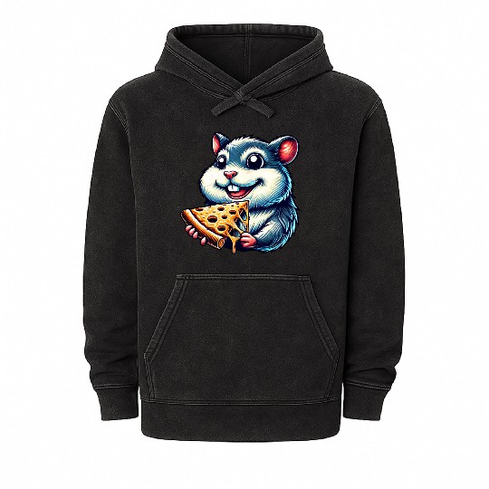 Hamster guinea pig pizza fast food lover Mineral Wash Hoodies