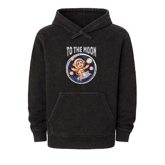 Cryptocurrency Bitcoin Ape To The Moon Mineral Wash Hoodies
