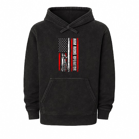 Vintage Ham Radio Operator Patriot Amateur Radio Mineral Wash Hoodies