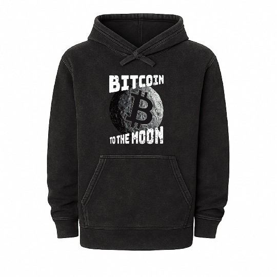 Bitcoin to the moon! Cryptocurrency Crypto Mineral Wash Hoodies