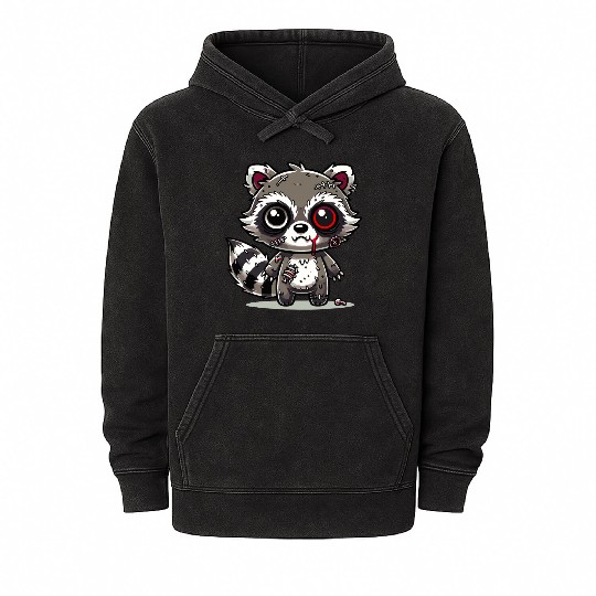 scary zombie raccoon for Halloween fun Mineral Wash Hoodies