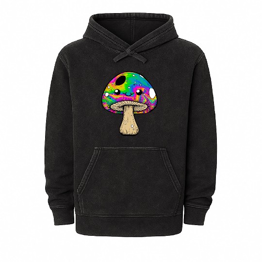 psychedelic Kawaii Mushroon Mineral Wash Hoodies