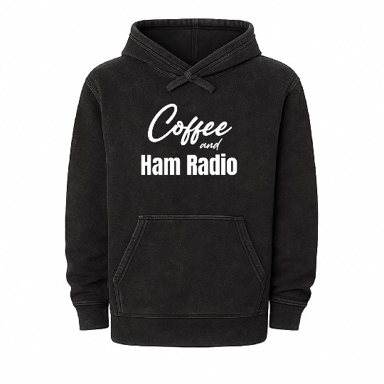 Coffee And Ham Radio Funny Antenna Antique Mineral Wash Hoodies