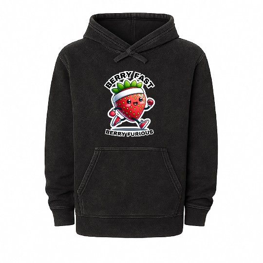Berry Fast Berry Furious Running Strawberry Mineral Wash Hoodies