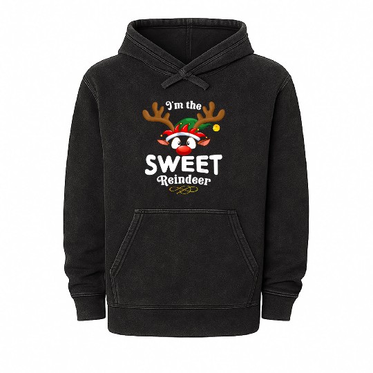 Christmas Sweet Reindeer Matching Mineral Wash Hoodies