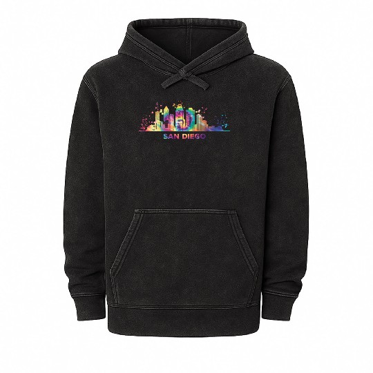 San Diegan Skyline San Diego Mineral Wash Hoodies