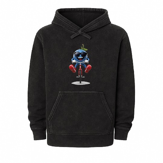 Blueberry Cycling On Bike Realistic Mineral Wash Hoodies
