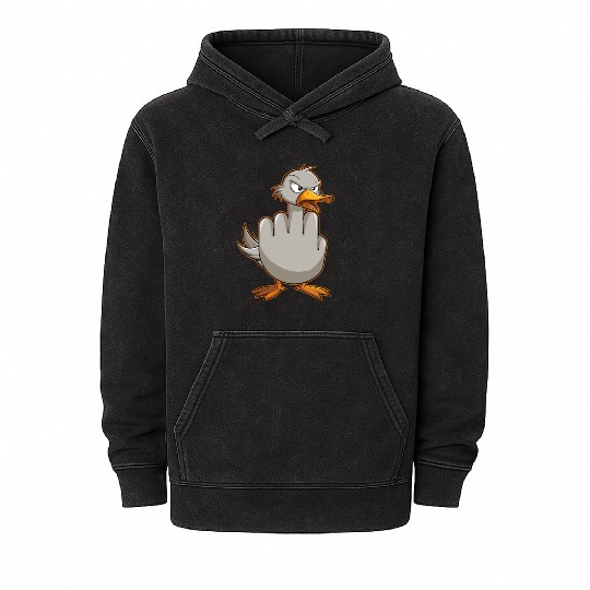 Funny Rude Seagull Outfit Gift for Men and Women Mineral Wash Hoodies