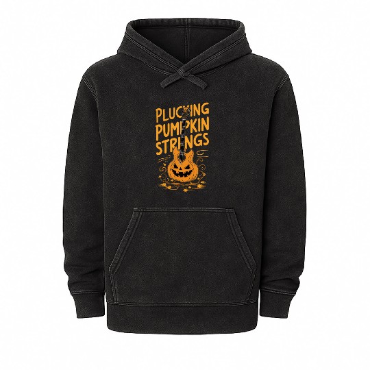 musical pumpkin autumn vibes spooky guitar autumn Mineral Wash Hoodies