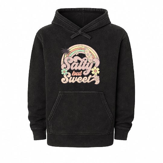 Salty but Sweet - Retro Summer Design Mineral Wash Hoodies