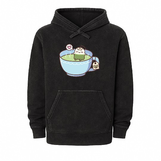 Cute Tea Bag In Teacup Relaxing Tea Mineral Wash Hoodies