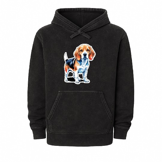 Beagle Watercolor Mineral Wash Hoodies