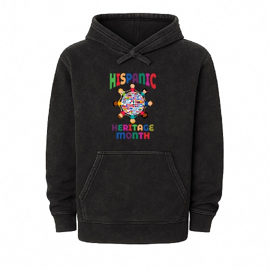 Hispanic Heritage Month Kids Countries Flags World Mineral Wash Hoodies