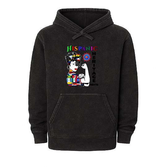 Hispanic Heritage Month Latino Countries Flag Mineral Wash Hoodies