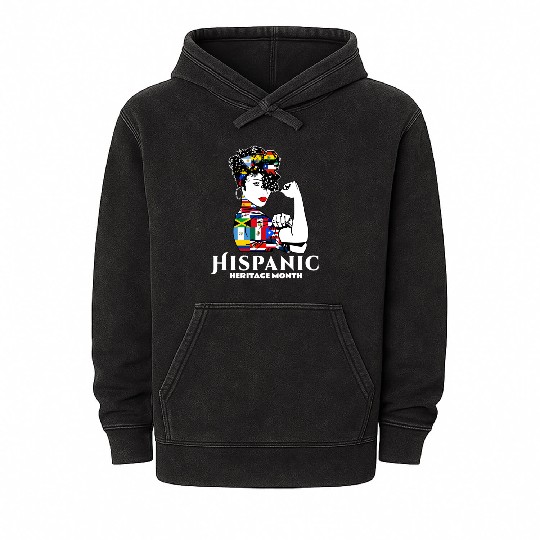 Hispanic Heritage Month Latino Countries Flag Mineral Wash Hoodies