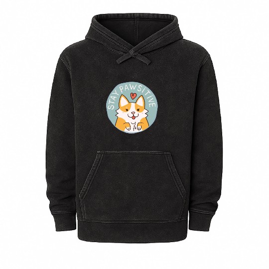 Corgi Pawsitive Badge Mineral Wash Hoodies