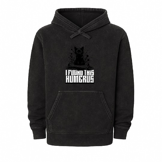 I Found This Humerus Black Cat Humorous Saying Mineral Wash Hoodies