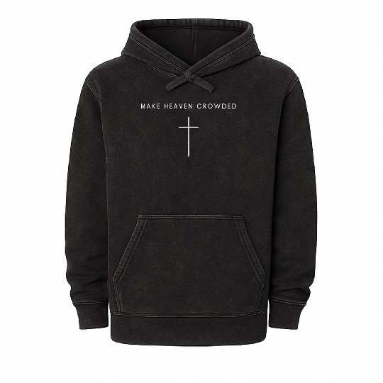Make Heaven Crowded Cross Minimalist Mineral Wash Hoodies