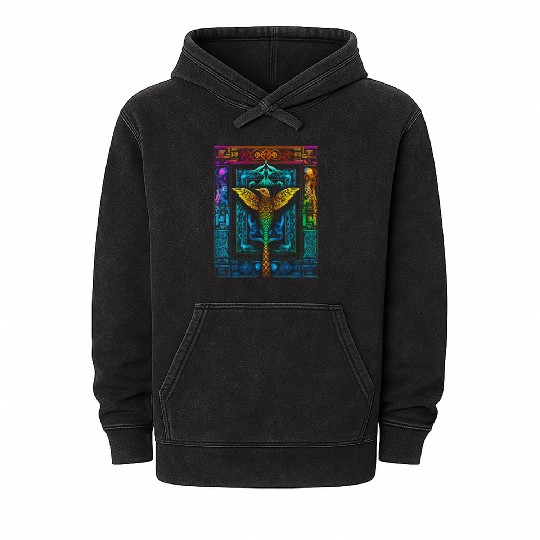 Hummingbird Colorful Mandala Animal Mineral Wash Hoodies