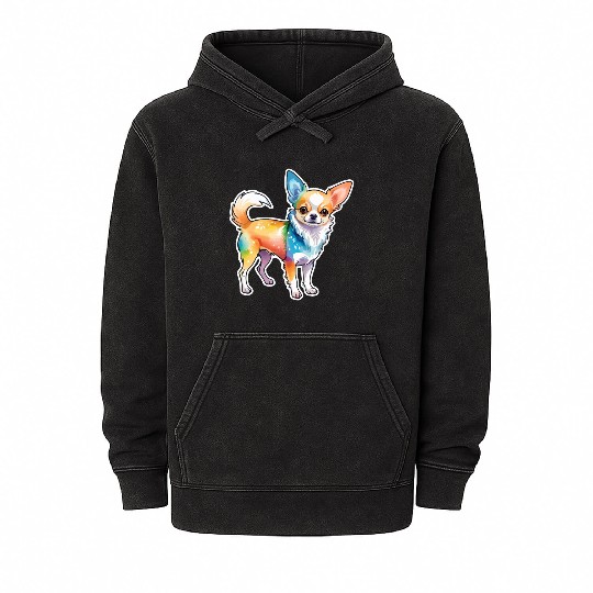 Chihuahua Watercolor Mineral Wash Hoodies